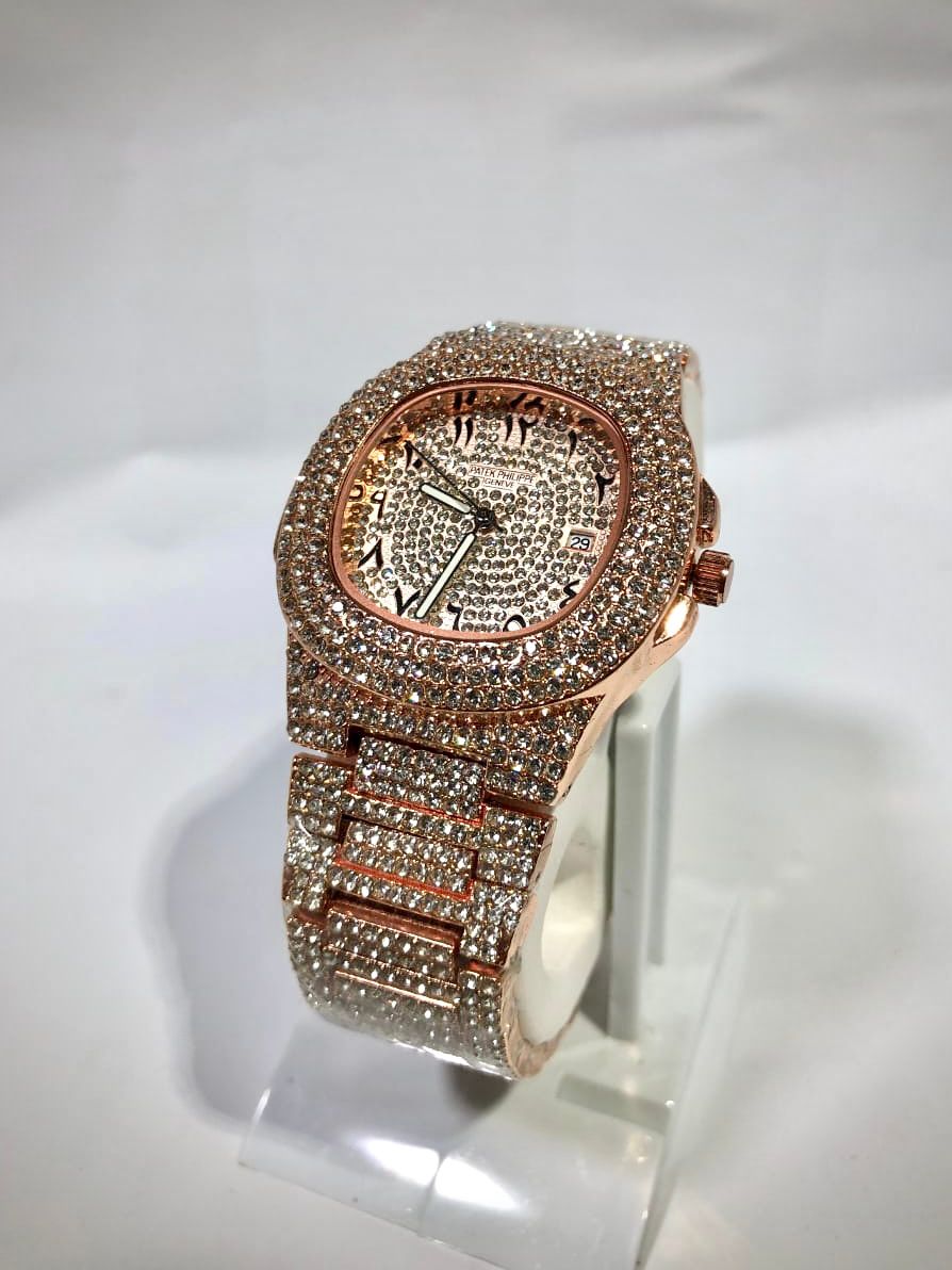 Arabic Dial Full Diamond Watch – Stainless Steel