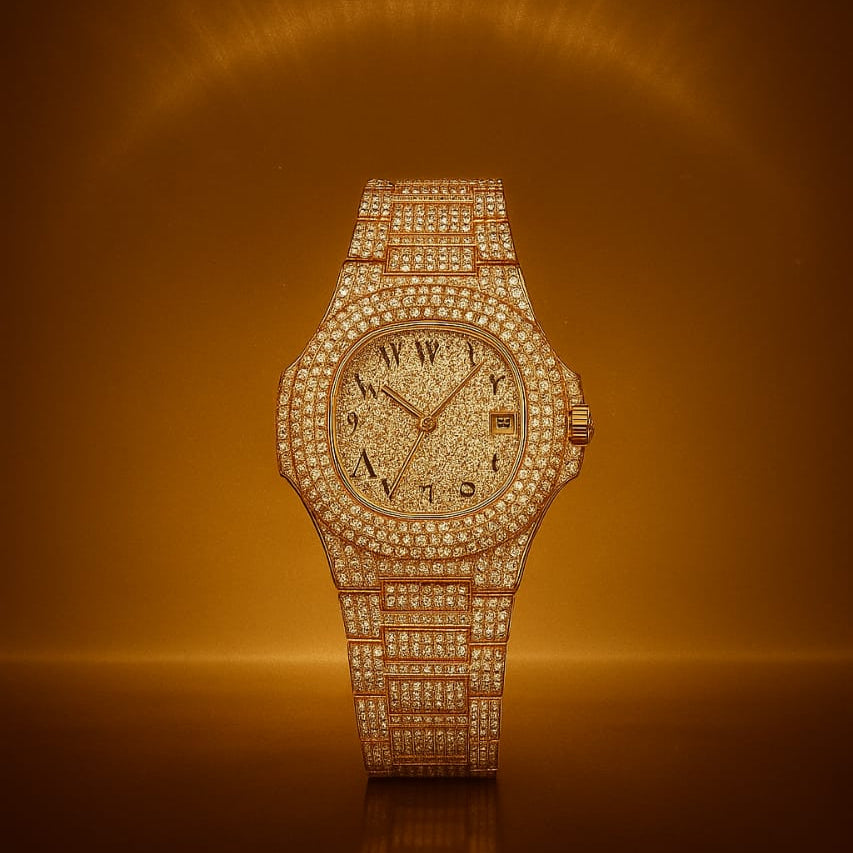 Arabic Dial Full Diamond Watch – Stainless Steel