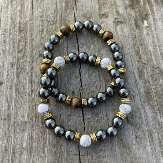 Onyx & Howlite Gemstone Bracelet